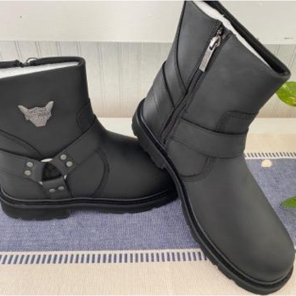 NEW Harley Davidson black leather Rambert Harness moto biker riding boots mens - Picture 6 of 10